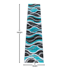 Load image into Gallery viewer, 2' x 11' Turquoise Rippled Olefin Area Rug for Entryway, Living Room, Bedroom
