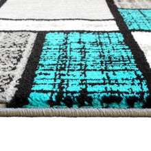 Load image into Gallery viewer, 2' x 11' Turquoise Color Bricked Olefin Area Rug
