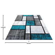 Load image into Gallery viewer, 5' x 7' Turquoise Color Bricked Olefin Area Rug

