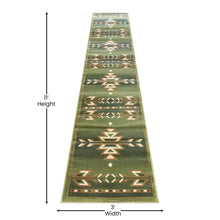 Load image into Gallery viewer, Southwestern 2' x 11' Green Area Rug - Olefin Rug
