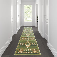 Load image into Gallery viewer, Southwestern 2' x 11' Green Area Rug - Olefin Rug
