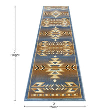 Load image into Gallery viewer, Southwestern 2' x 7' Blue Area Rug - Olefin Rug

