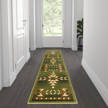 Load image into Gallery viewer, Southwestern 2' x 7' Green Area Rug - Olefin Rug
