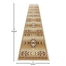 Load image into Gallery viewer, Southwestern 3' x 16' Brown Area Rug - Olefin Rug
