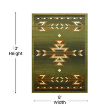 Load image into Gallery viewer, Southwestern 8' x 10' Green Area Rug - Olefin Rug
