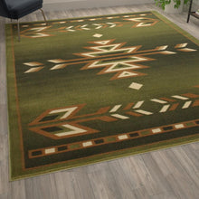 Load image into Gallery viewer, Southwestern 8' x 10' Green Area Rug - Olefin Rug
