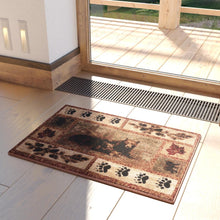 Load image into Gallery viewer, 2' x 3' Mother Bear, Cubs Nature Themed Olefin Area Rug
