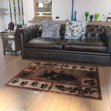 Load image into Gallery viewer, 4' x 5' Mother Bear, Cubs Nature Themed Olefin Area Rug
