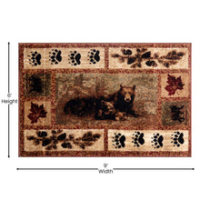 Load image into Gallery viewer, 6' x 9' Mother Bear, Cubs Nature Themed Olefin Area Rug
