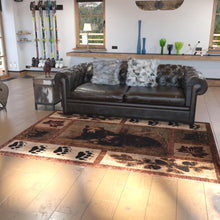 Load image into Gallery viewer, 6' x 9' Mother Bear, Cubs Nature Themed Olefin Area Rug
