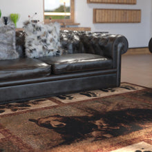 Load image into Gallery viewer, 8' x 10' Mother Bear, Cubs Nature Themed Olefin Area Rug
