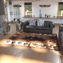 Load image into Gallery viewer, 8' x 10' Mother Bear, Cubs Nature Themed Olefin Area Rug
