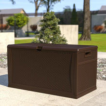Load image into Gallery viewer, 120 Gallon Plastic Deck Box - Waterproof Storage Box, Brown
