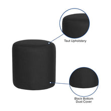Load image into Gallery viewer, Upholstered Round Ottoman Pouf in Black Fabric
