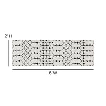 Load image into Gallery viewer, Geometric Bohemian Low Pile Rug - 2'x6' - Ivory/Black
