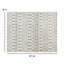 Load image into Gallery viewer, Geometric Bohemian Low Pile Rug - 8' x 10' - Ivory/Gray Polyester

