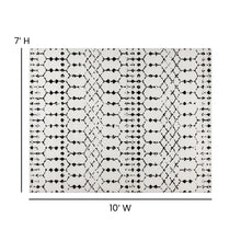 Load image into Gallery viewer, Geometric Bohemian Low Pile Rug - 8' x 10' - Ivory/Black
