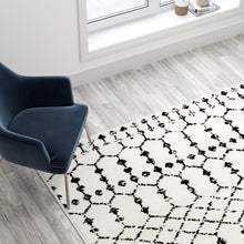 Load image into Gallery viewer, Geometric Bohemian Low Pile Rug - 8' x 10' - Ivory/Black
