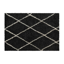 Load image into Gallery viewer, Shag Style Diamond Trellis Area Rug - 5' x 7' - Charcoal/Ivory Polyester (PET)
