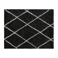 Load image into Gallery viewer, Shag Style Diamond Trellis Area Rug - 8' x 10' - Charcoal/Ivory Polyester (PET)
