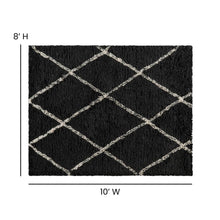 Load image into Gallery viewer, Shag Style Diamond Trellis Area Rug - 8' x 10' - Charcoal/Ivory Polyester (PET)
