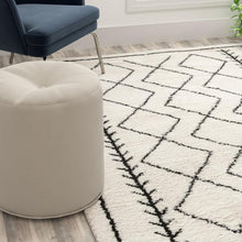 Load image into Gallery viewer, Geometric Style Bohemian Shag Area Rug - 8' x 10' - Ivory

