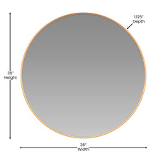 Load image into Gallery viewer, 36" Round Gold Metal Framed Wall Mirror
