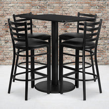 Load image into Gallery viewer, 24'' x 42'' Black Table Set with 4 Metal Barstools - Black Vinyl Seat
