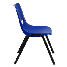 Load image into Gallery viewer, Kid's Navy Shell Stack Chair with Black Frame and 14" Seat Height
