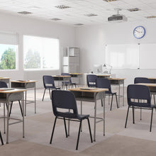 Load image into Gallery viewer, 661 lb. Capacity Navy Shell Stack Chair with Black Frame and 16'' Seat Height
