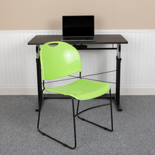Load image into Gallery viewer, 880 lb. Capacity Green Ultra-Compact Stack Chair with Black Powder Coated Frame
