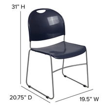 Load image into Gallery viewer, 880 lb. Capacity Navy Ultra-Compact Stack Chair with Silver Powder Coated Frame
