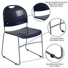 Load image into Gallery viewer, 880 lb. Capacity Navy Ultra-Compact Stack Chair with Silver Powder Coated Frame
