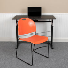 Load image into Gallery viewer, 880 lb. Capacity Orange Ultra-Compact Stack Chair with Black Powder Coated Frame
