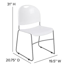 Load image into Gallery viewer, 880 lb. Capacity White Ultra-Compact Stack Chair with Silver Powder Coated Frame
