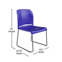 Load image into Gallery viewer, Blue Full Back Contoured Stack Chair with Gray Powder Coated Sled Base
