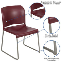 Load image into Gallery viewer, Burgundy Full Back Contoured Stack Chair with Gray Powder Coated Sled Base
