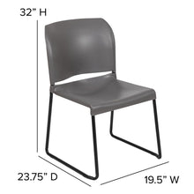 Load image into Gallery viewer, Gray Full Back Contoured Stack Chair with Black Powder Coated Sled Base
