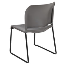 Load image into Gallery viewer, Gray Full Back Contoured Stack Chair with Black Powder Coated Sled Base
