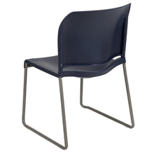 Load image into Gallery viewer, Navy Full Back Contoured Stack Chair with Gray Powder Coated Sled Base
