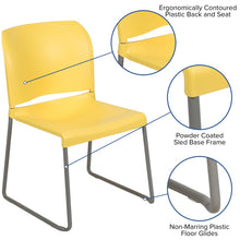 Load image into Gallery viewer, Yellow Full Back Contoured Stack Chair with Gray Powder Coated Sled Base
