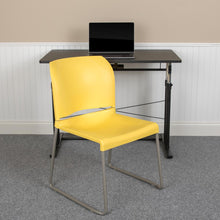 Load image into Gallery viewer, Yellow Full Back Contoured Stack Chair with Gray Powder Coated Sled Base

