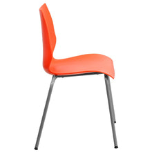 Load image into Gallery viewer, 770 lb. Capacity Orange Stack Chair with Lumbar Support and Silver Frame
