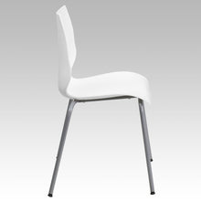 Load image into Gallery viewer, 770 lb. Capacity White Stack Chair with Lumbar Support and Silver Frame
