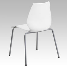 Load image into Gallery viewer, 770 lb. Capacity White Stack Chair with Lumbar Support and Silver Frame
