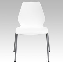 Load image into Gallery viewer, 770 lb. Capacity White Stack Chair with Lumbar Support and Silver Frame
