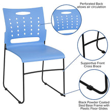 Load image into Gallery viewer, 881 lb. Capacity Blue Sled Base Stack Chair with Air-Vent Back
