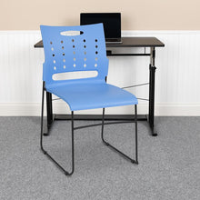 Load image into Gallery viewer, 881 lb. Capacity Blue Sled Base Stack Chair with Air-Vent Back
