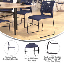 Load image into Gallery viewer, 881 lb. Capacity Navy Sled Base Stack Chair with Air-Vent Back
