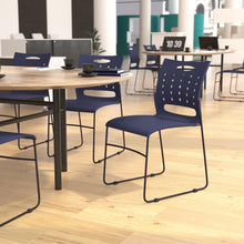 Load image into Gallery viewer, 881 lb. Capacity Navy Sled Base Stack Chair with Air-Vent Back
